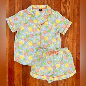 Fruit Print Satin Pajamas